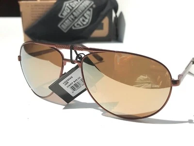 NEW Harley-Davidson HD204 Gunmetal 63mm AVIATOR w Bronze Mirrored Lens Sunglass - Image 1 of 4