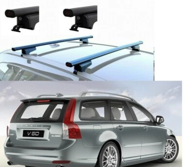 BARRE PORTATUTTO ACCIAIO VOLVO V50 ANNO 2009 CON RAILS SERRATURE IN POLICARBONAT - Immagine 1 di 4