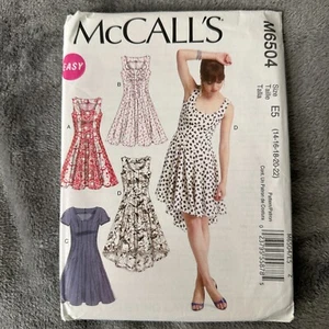 McCalls Pattern 6504 Sz 14-22 Misses Semi Fitted Flare Dress 4 styles Scoop Neck - Picture 1 of 7