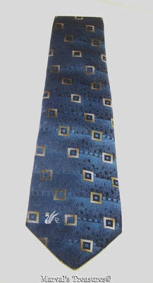 Corbata cuadrada geométrica azul y dorada Domani Foto 1 de 2