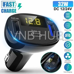 For iPhone 14 13 12 Pro Max Dual USB PD Type-C Car Charger Fast Charge Adapter - Picture 1 of 3