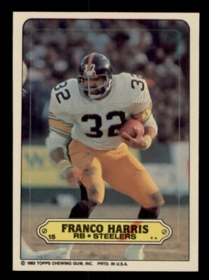 1983 TOPPS FOOTBALL STICKER #15 FRANCO HARRIS PITTSBURGH STEELERS - Image 1 of 2