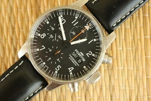 FORTIS SPACEMATIC CHRONO 579.22.141.3 BLACK DATE DIAL STAINLESS WATCH + BOX SET - Picture 1 of 12