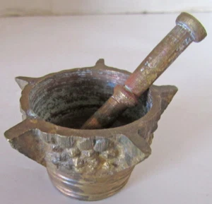 Vintage Brass  Mortar and Pestel Pill Crusher - Picture 1 of 5