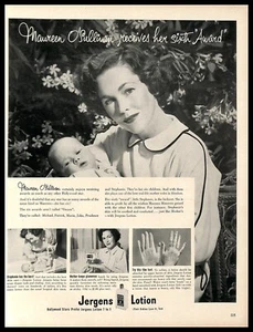 1950 Jergens Loción Vintage IMPRESIÓN ANUNCIO Maureen O'Sullivan Estrella de Cine Cuidado del Bebé - Imagen 1 de 4