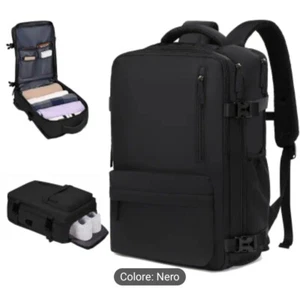 zaino da viaggio aereo nero- scomparto scarpe,USB e scomparto pc - Foto 1 di 1