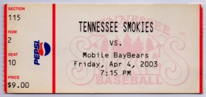 2003 Tennessee Smokies vs Mobile Baybears Ticket Stub - YADIER MOLINA, GIRARDI - Picture 1 of 2