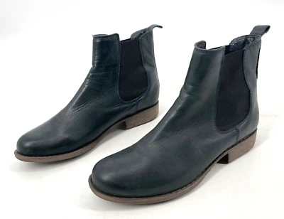 Bota Chelsea Lewis Miz Mooz Mujer Talla 8 Verde azulado Oscuro Cuero Genuino Botín Foto 1 de 4