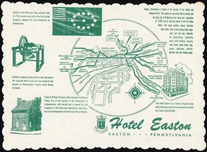 Vintage placemat HOTEL EASTON pictured with map and sights Easton Pennsylvania - Picture 1 of 2