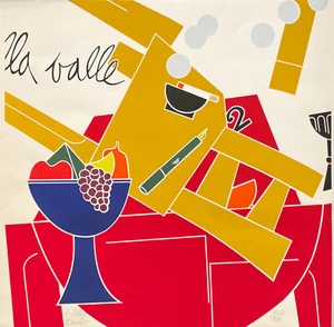 Emilio TADINI "La valle" , 1970 (circa) serigrafia originale firmata 70x72 cm - Foto 1 di 1