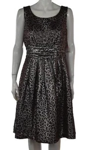 NEW Michael Michael Kors Womens Dress Size 10 Brown Silver Sheath Knee Length - Picture 1 of 5