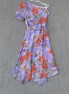 Julia Jordan Floral One Shoulder Midi Dress Asymmetic Hem Lilac Multi Size 6 - Picture 1 of 9