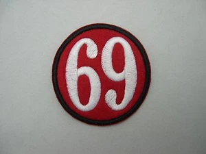 BIKER PERSONALIZED PATCH 13 or 69 or ANY NUMBER DESIGN YOUR OWN + CHOOSE COLORS - Picture 1 of 7