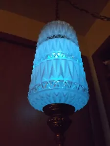 1960s Mid Century Cut Crystal Retro Vtg Swag Lamp Pendant MCM Hollywood Regency - Picture 1 of 24