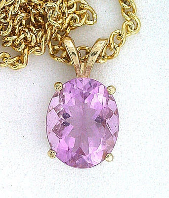 14Kt Gold 3.10 Ct 10x8 Oval Brazilian Pink Tourmaline Pendant FREE 18" GP Chain  - Image 1 of 2