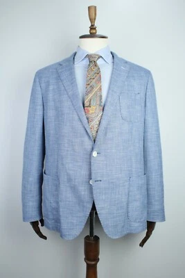 Big Guys BENVENUTO Blue Summer Sport Coat Blazer 58 IT 46S US - Image 1 of 4