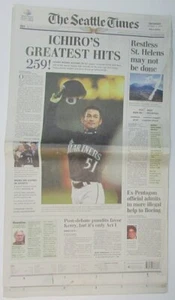 Ichiro Mariners stellt MLB Rekord von 259 Hits in der Saison 2004 Seattle Times 147853 - Bild 1 von 1