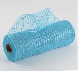 Poly Deco Mesh: Metallic Turquoise 10" x 10 Yards - Picture 1 of 3