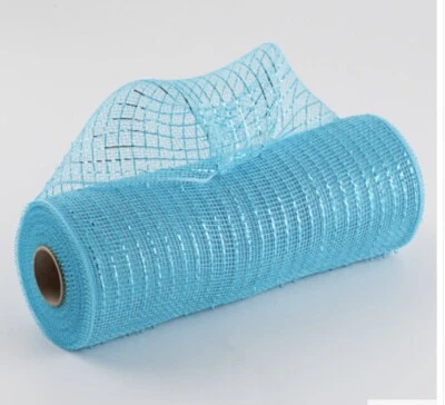 Poly Deco Mesh: Metallic Turquoise 10" x 10 Yards - Image 1 of 3