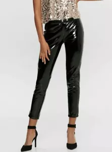 Brand New Womens ONLY Wet Look Vinyl PVC Ankle Leggings Trousers Size Small - Picture 1 of 4