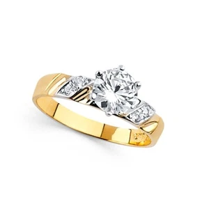 GOLD - 14K Tri Color Gold Cubic Zirconia Fancy Clover Ring - Picture 1 of 4