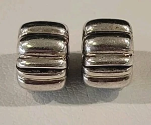 2 AUTHENTIC Pandora 925 Sterling Silver Ribbed Clip Charms ALE - Picture 1 of 4