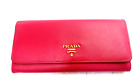 Authentic Prada Saffiano Leather Long Wallet Pink Beige Bicolor