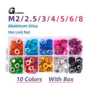 M2 2.5 M3 M4 M5 M6 M8 Colorful CNC Aluminum Nut Hex Nylon Insert Lock Nuts Suit - Picture 1 of 20