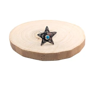 Navajo Kingman Turquoise Star Rings Handmade Native American Jewelry Sz 7US** - Picture 1 of 8