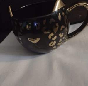 Pinky Up Black Gold Cheetah Leopard Mug/Cup Be Wild - Picture 1 of 5