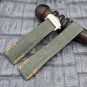 Correa de reloj de cuero raya pulido de 24 mm/20 mm diseño minimalista cuero exótico - Imagen 1 de 9