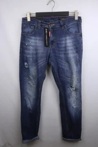 Dsquared2 Caten Bros Blue Denim Distressed Regular Fit Skinny Leg Jeans Size 34 - Picture 1 of 20