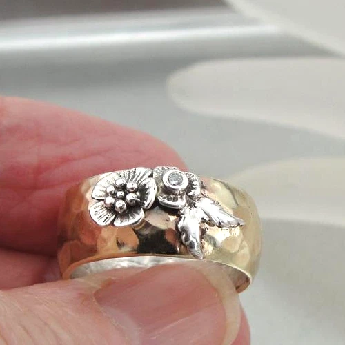 Anillo Circón Oro Amarillo 9k Plata 925 Talla 6,7,8,9 Hecho a Mano Diseñadores Hadar (ms) Foto 1 de 1