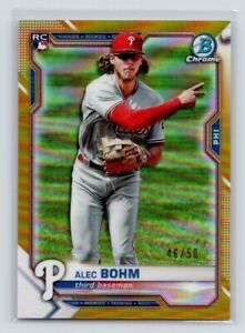 2021  Bowman Chrome #94 Alec Bohm RC /50 Rookie Gold Refractor Phillies