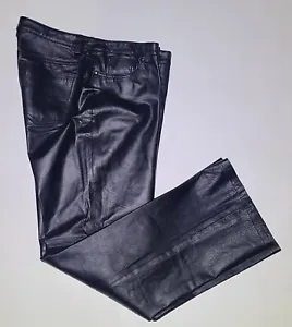 Metro Style Womens Lined Black Leather Pants Size 12 Motorcycle - Picture 1 of 14