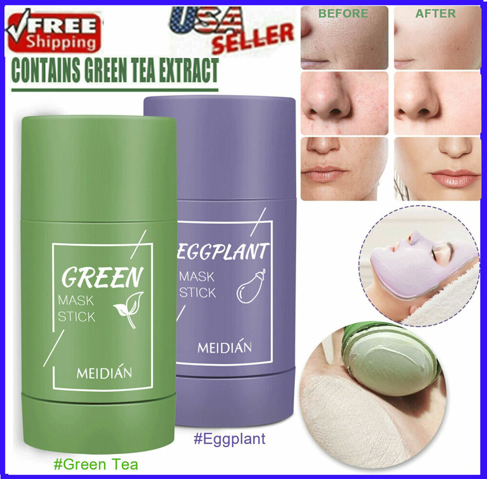 Green Tea Clay Mask Stick Purifying Facial Deep Cleansing Blackhead Acne Remover