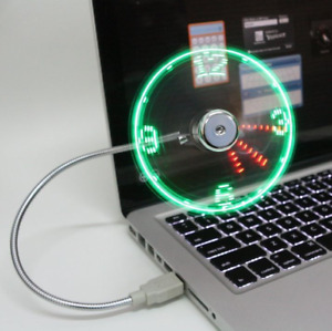 USB Mini Flexible Fan Time Clock Fan with LED Light - Cool Gadget Adjustable Fan