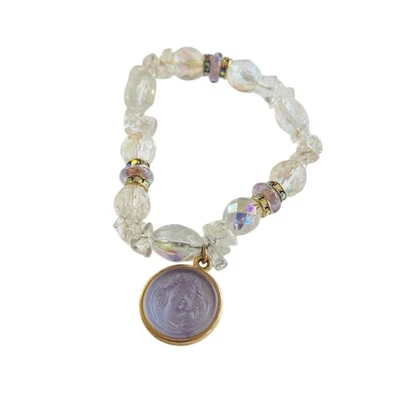 复古 Kirks folly Love never dies 天使弹力手链水晶水钻玻璃 — 第 1/4 张图片