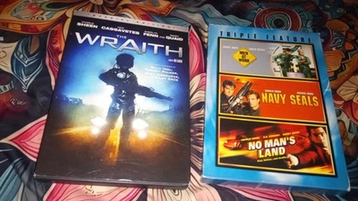 Men At Work Navy Seals No Mans Land The Wraith 4 DVD Set Charlie Sheen VG Foto 1 de 4