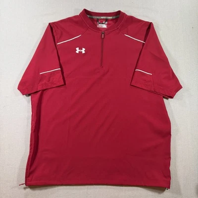 Under Armour Ultimate Short Sleeve Windshirt Mens Medium Red Baseball Pullover - Image 1 of 4
