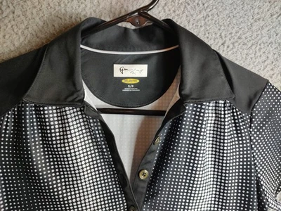 GREG NORMAN WOMEN'S GOLF POLO SHIRT BLACK WHITE SMALL POLYESTER USED - Image 1 of 3