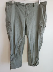 Eddie Bauer Damen 20W grün Capri Crop Hose Cargotaschen Gummibund - Bild 1 von 5