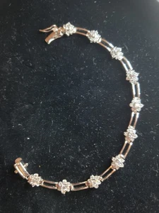 Bracciale Vintage Nolan Miller Collezione Glamour Strass Argento 7,5 Pollici - Foto 1 di 6