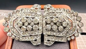Vintage Art Deco Rhinestone Coro Duette Dress Clip Patent 2050804 Convertible - Picture 1 of 11