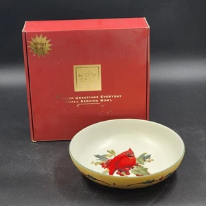 Lenox Winter Greetings Round Vegetable Bowl 9" Cardinal Holly Gold Trim with Box - Picture 1 of 12