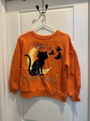Girls XL 14 / 16 Halloween Sweatshirt It’s Just A Bunch Of Hocus Pocus Orange - Image 1 of 4