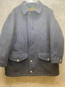 Eddie Bauer Mens XL Wool Blend Navy Blue Full Zip Coat Chore Jacket Quilt Lined - Picture 1 of 17