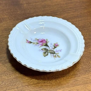 Cenicero pequeño vintage con borde de oro rosa Japón 3,75" diámetro - Imagen 1 de 5