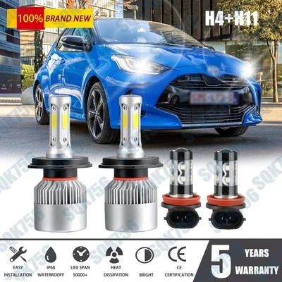 Faros antiniebla blancos 4xLED blancos para Toyota Yaris sedán 4 puertas 2007-2011-2019 Foto 1 de 4