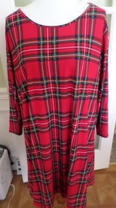 Neu ohne Etikett Damengröße 2X City Streets Vintage rot kariert knielanges weiches Nachthemd - Bild 1 von 3